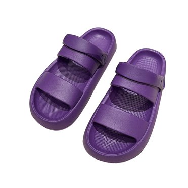 1 Pair EVA Summer Slipper Girls Beach Open-toe Sandals Shoes Holiday Traveling Pool Party Casual Style Slides Shoes Footwear Purple Size 38/39