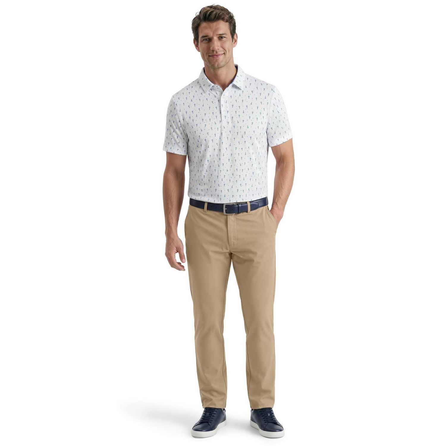 Ben Hogan Performance Men's Mini Palm Print Short Sleeve Golf Polo Shirt