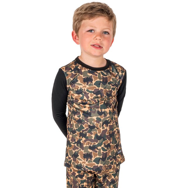 BLACKSTRAP Kid's Therma Crew Baselayer Top Camelflauge Tan, S