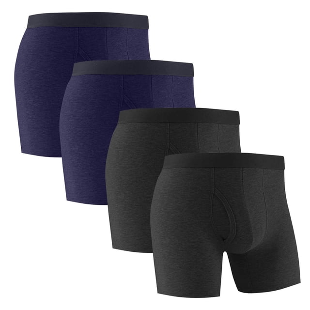 Plebaso Mens Cotton Underwear Long Leg Boxer Sports Briefs for Men Breathable Everyday Boxers Multipack