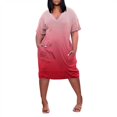 thumbnail image 2 of Robes Africaines pour Femmes Robe d'Été pour Femmes Grande Taille Col en V Manches Courtes Longueur Genou avec Poche Robe Décontractée, 2 of 4