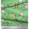 thumbnail image 2 of Soimoi Satin Silk Fabric Bird & Animals Cartoon Print Fabric by The Yard 42 Inch Wide, 2 of 3