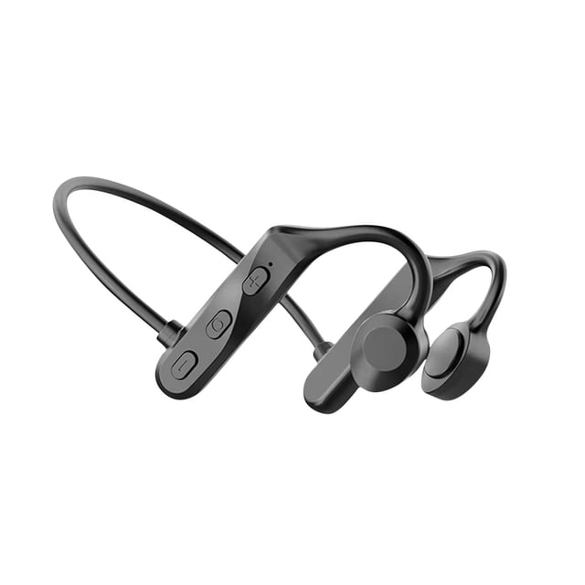 Meitianfacai Écouteurs à Conduction Osseuse - Écouteurs à Oreilles Ouvertes 5.0 avec Micro HD, Dotés d'Un design Noir Léger avec Cadre Ergonomique en Alliage de Titane à Mémoire. Ces Écouteurs sport Résistants à la Sueur Utilisent la Technologie à Conduction Osseuse pour Offrir des Basses Profondes, un Son Mi-Haut et Haute Fréquence Clair. Dotés d'Une Résistance à l'Eau IPX5, une Batterie Intégrée de 180 mAh pour jusqu'à 13 Heures de Lecture Continue, et des Commandes Intuitives sur le Côté. Idéal pour la Course, le Cyclisme, la Randonnée