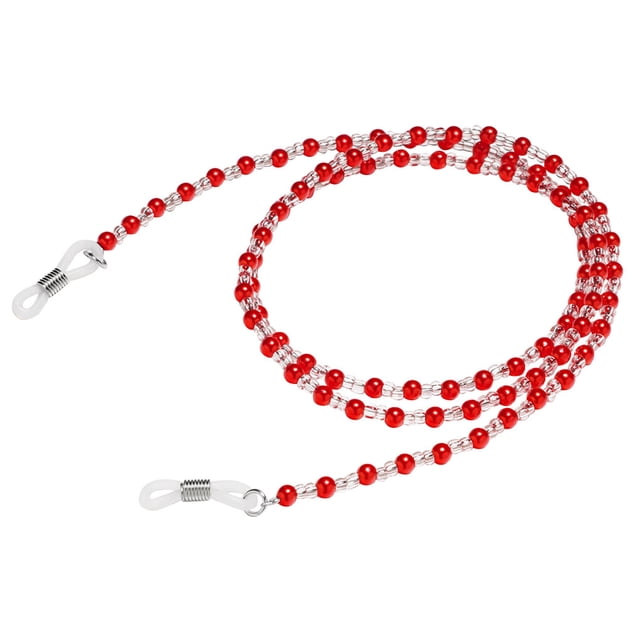 kurtrusly Chaîne de Retenue pour Lunettes de Lecture Corde Perlée pour Lunettes de Soleil Décoration, Rouge