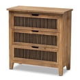 thumbnail image 1 of Baxton Studio Commode à Barreaux en Bois à 3 Tiroirs, Fini Chêne Moyen Clement, 1 of 9