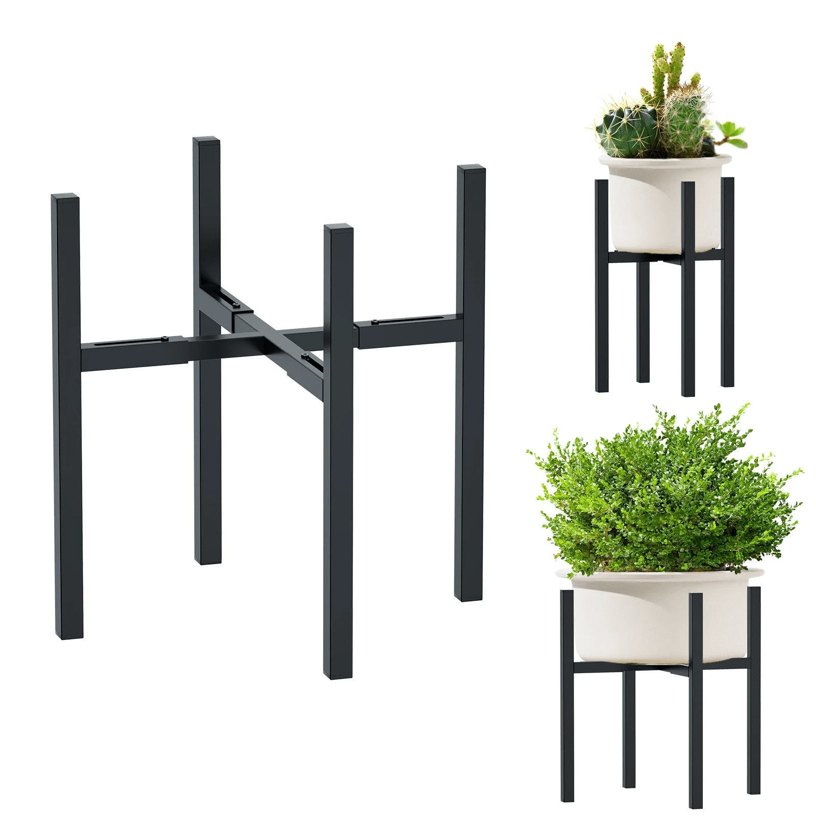 Urban Deco Support de Plante en Métal Ajustable Extérieur & Intérieur Convient pour Pot de Plante de 8-14 Pouces Support de Pot de Plante Moderne du Milieu du Siècle Support de Plante d'Angle