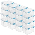 thumbnail image 1 of Sterilite 54-Qt Clear Plastic Stackable Storage Bin w/ Gasket Latch Lid, 16 Pack, 1 of 11