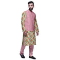 thumbnail image 2 of Atasi Mandarin Collar Traditional Solid Kurta Pajama With Printed Jacket Set, 2 of 3