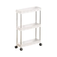 thumbnail image 2 of Iumwxz Rolling Storage Cart Three-Tier Space Saving Slim Organizer Multi-Purpose Trolley Plastic Shelving with Removable Baskets Mobile for Dorm Kitchen Bathroom Utility 1 Pack White, 2 of 6