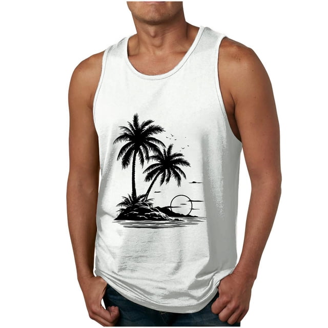 Birdeem Camisole pour Hommes Débardeur pour Hommes Dégradé Incolore Imprimé Col Rond Bretelle Fine Dos Dégagé Régulier Débardeur de Sport Décontracté Blouses
