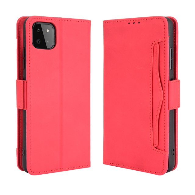 Case for Samsung Galaxy A22 5G Cover Adjustable Detachable Card Holder Magnetic closure Leather Wallet Case - Red