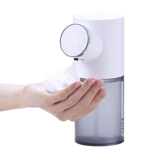 Yeacher 320mL Automatic Foam Soap Dispenser with Temperature & Power Display Infrared Hand-free Touchless Soap Dispenser Foam Lotion Gel Auto Hand Soap Dispenser for Bathroom Kitchen USB Rechargeable