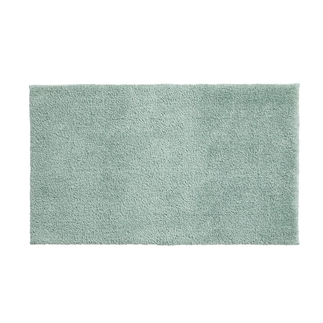 Better Homes & Gardens Ultra Soft Polyester Bath Rug, 20X34, Green River, rectangular bath rug in plush looped polyester with a soft green river shade, featuring a non-slip backing and machine washable design, ideal for bathroom floors or entryways and often used as a cushioned mat beside beds.