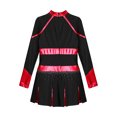 thumbnail image 4 of Lejafay Robe de Danse de Cheerleading Ballet pour Filles Uniforme Scolaire Robe Plissée à Manches Longues Tenues d'Halloween Noir&Rouge 10, 4 of 5