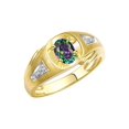 thumbnail image 3 of RYLOS Men's Rings 14K Yellow Gold Rings Classic Designer Style 7X5MM Oval Gemstone & Diamond Ring Alexandrite June Birthstone Rings For Men Size 9, 3 of 7