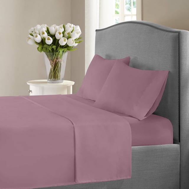 HLONK Fresh Linen 1200 Thread Count California King Size Deep Pocket Solid Cotton Sheet Set (California King