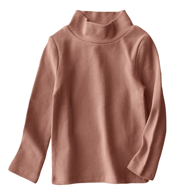 T-shirts pour Bébé Rabais Tout-Petits Enfants Garçons Filles Chandails Mode Couleur Unie Col Rond Manches Longues Hauts Filles Chandails à Manches Longues Café 4T