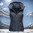thumbnail image 2 of 2025 Gilet Uni UniCasual Gilets pour Femmes Léger Fermeture Éclair Poche Ample Sans Manches Gilet de Course Veste à Capuche, 2 of 3