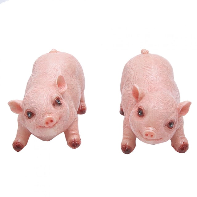 Décor Figurine, 2 Pcs Décor de Paysage Pelouse Jardin Résine Cochon Décor Figurine Cochon Design Surélevé