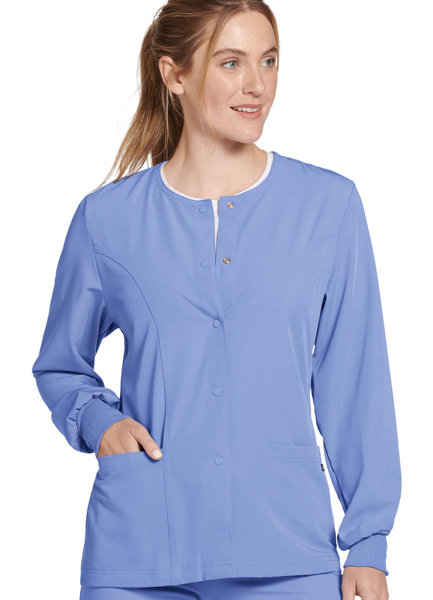 Jockey Women's Classic Round Neckline Snap Scrub Jacket