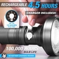thumbnail image 3 of Taclight Max LED Rechargeable Black Flashlight – Ultra Bright High Lumen Tactical Torch with 5 Modes, Water & Shock Resistant, 3 of 7