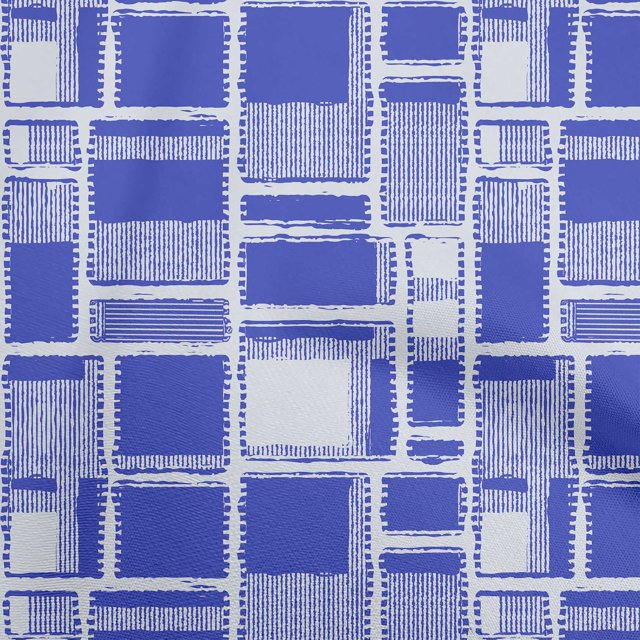 oneOone Velvet Blue Fabric Geometrical Sewing Craft Projects Fabric Prints By Yard 58 Inch Wide