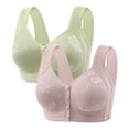 thumbnail image 1 of Plebaso Front Closure Bras for Women 2 Pack No Underwire Full Coverage Plain Everyday Bras Comfortable, 1 of 6