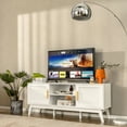 thumbnail image 3 of Gymax TV Stand Entertainment Media Console w/ 2 Rattan Cabinets & Open Shelves, 3 of 10