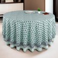 thumbnail image 1 of CPC Round Tablecloth- Cotton Indian Block Print Tablecloth -Handmade Printed Washable Cotton Table Cloth - Spring/Summer, Wedding Table Cover - Poppy Blue, 1 of 9