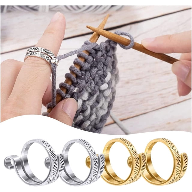 Vaidha 2 Pack Crochet Finger Ring Adjust Crochet Tension Ring Open Yarn Guide Finger Clip Crochet Thimble