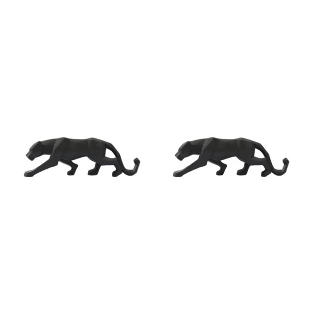 Transemion Resin Animal Shape Sculpture Glossy Decorative Home Decor Ornament Black 2Set