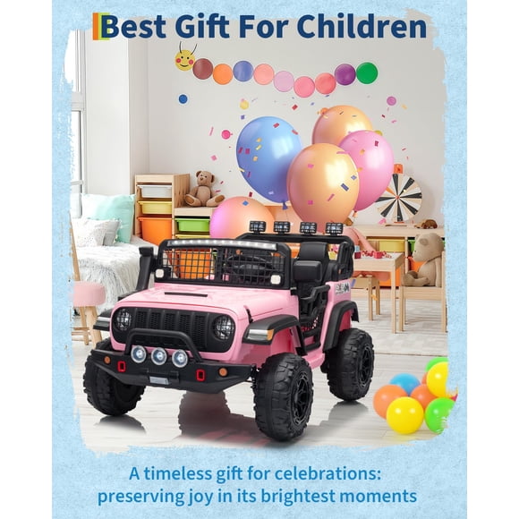 EDTara Kids 24V 2 Seat Ride On Car, Battery Powered Electric Vehicle with Remote Control, 20 Inch Wide Seat, Lights, Music, Horn and USB Port for Children Ages 3 and Up