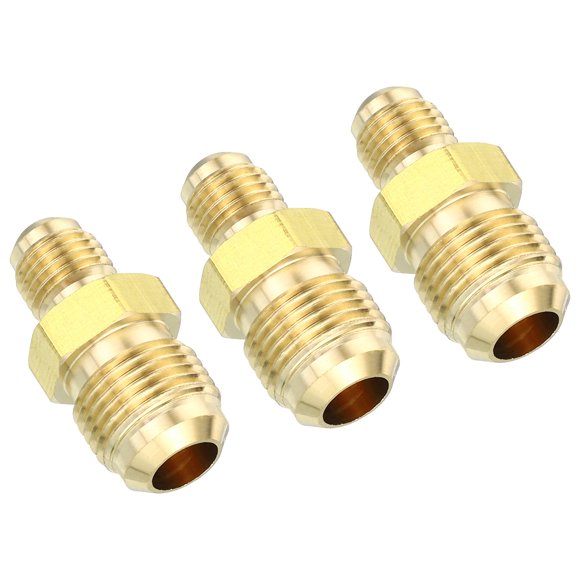 Uxcell Flare Brass Compression Tube Fitting, Flare Tube Fitting Pipe Hose Fitting for Plumbing 1/4"Male x 3/8" Male 3