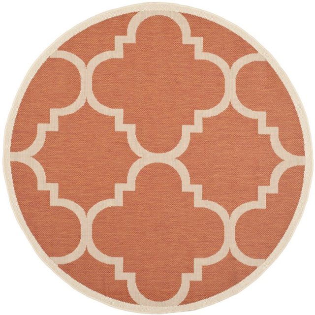 Safavieh Courtyard 7'10" Round Power Loomed Rug in Terracotta
