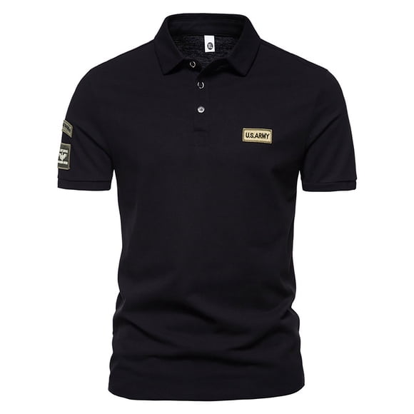 lcziwo Men's Polo Shirts Short Sleeve 2024 Solid Color Letter Lapel Polo Shirts Summer Quick Dry Business Casual Collared Golf Shirts 2024 Black XXL
