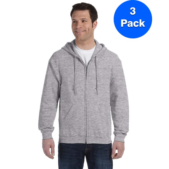 Gildan Sweat à Capuche Zippé Intégral 50/50 pour Hommes - G186 (Lot de 3)