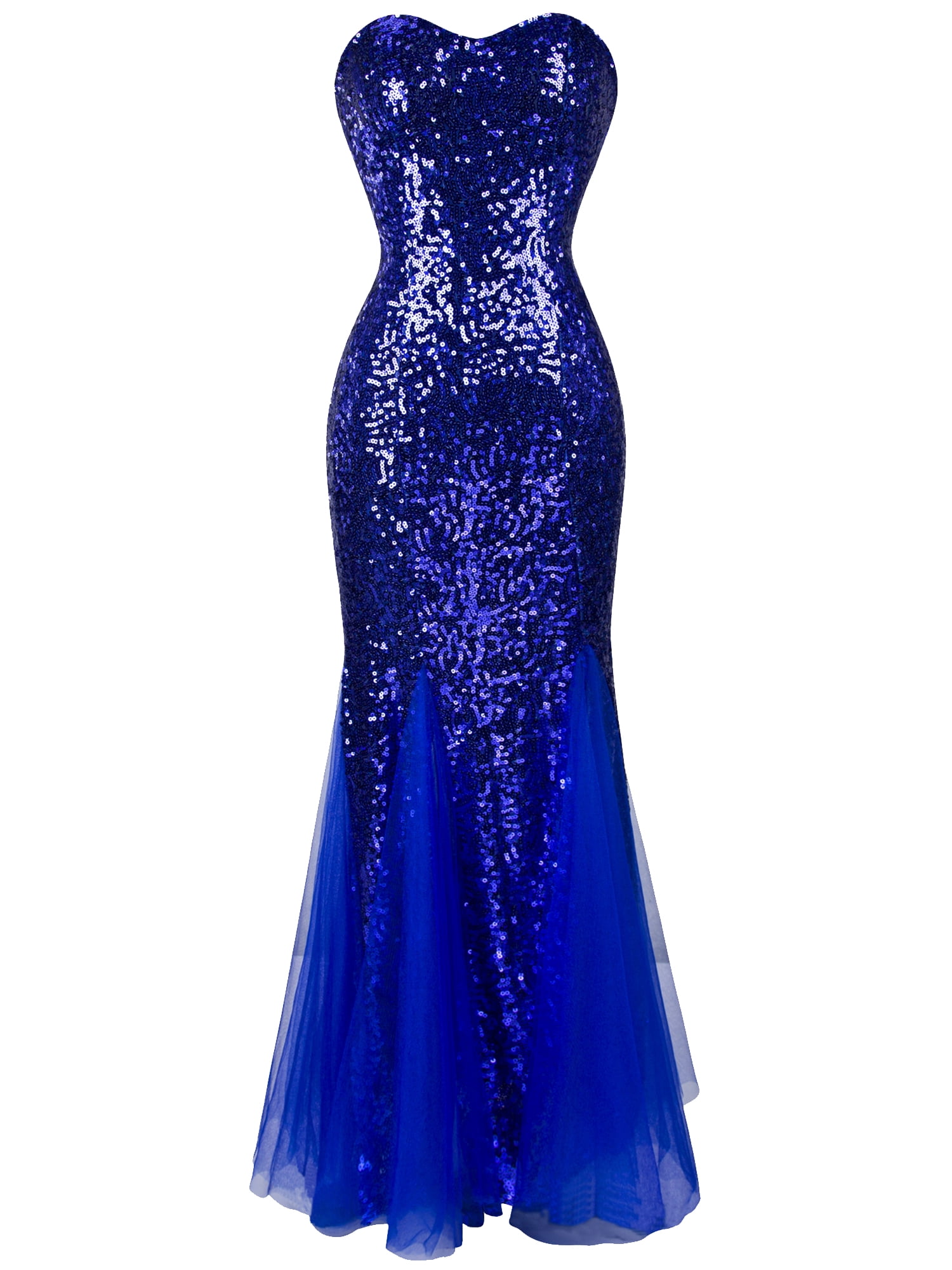 Angel-fashions Robe de Bal Sirène Sans Manches en Tulle à Sequins pour Femmes