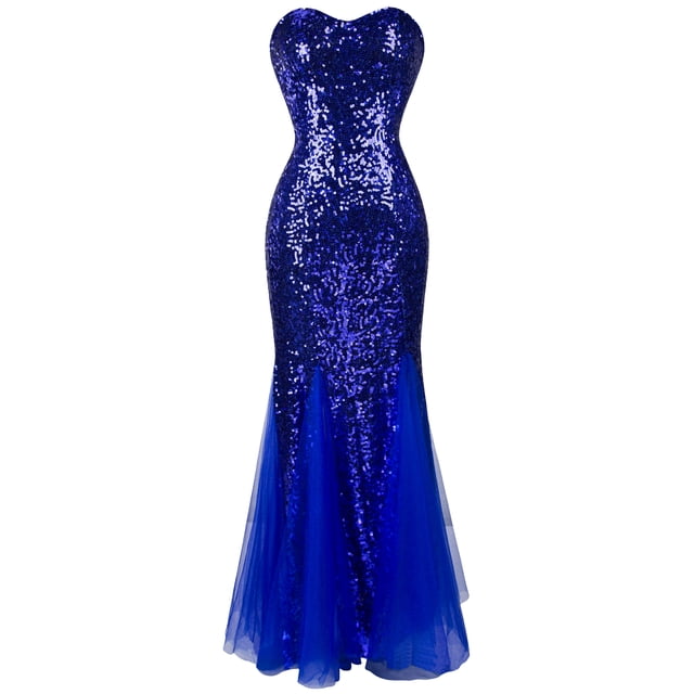 Angel-fashions Robe de Bal Sirène Sans Manches en Tulle à Sequins pour Femmes