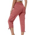thumbnail image 3 of QATAINLAV Capris de Randonnée pour Femmes avec Poches Été Cargo Légers Pantalons Capri de Voyage Unis Décontractés Bas Resserré Pantalons de Survêtement Raccourcis Soldes pour Aujourd'hui sur Walmart Rouge Melon D\'eau TTG, 3 of 8