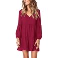 thumbnail image 1 of Women Summer Tunic Dress V Neck Casual Loose Flowy Swing Shift Dresses, 1 of 6