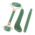 thumbnail image 1 of Outil de Massage Grattant Gua Sha, Rouleau Jadestone 3 Pcs Réduction des Plis Taches Décoloration Rouleau à Double Extrémité avec Outil de Grattage en L pour Usage Domestique Vert,Blanc, 1 of 7
