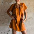 thumbnail image 2 of Amzcrzy Robes pour Femmes Grande Taille Robes P-5TG Tendance Couleur Unie Robes d'Été pour Femmes Col en V Manches Courtes Robe d'Été Décontractée Plissée Surdimensionnée Mini-Robe, 2 of 8