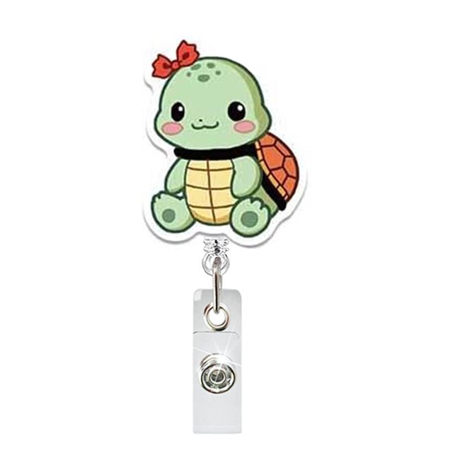 Mignon Rouleau de Badge Rétractable en Acrylique Tortue Support de Badge Rotatif pour Docteur Infirmière Enseignant Étudiant
