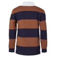thumbnail image 2 of Sportoli Polo Rugby à Manches Longues en Coton à Larges Rayures pour Garçons - Brun/marine (Taille 14), 2 of 7