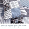 thumbnail image 2 of Comforter Set Queen Size  3-Piece Coverlet Set for Night Sleep  Bedding Quilt with Green Yellow Blue Plaid Striped Real Patchwork, 2 of 4