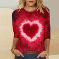 thumbnail image 1 of Mareep T-shirt P-2TG pour Femmes Mode T-shirt Décontracté pour Femmes à Imprimé Col Rond Manches 3/4 Haut Blouse Cadeau de la Saint-Valentin, 1 of 5