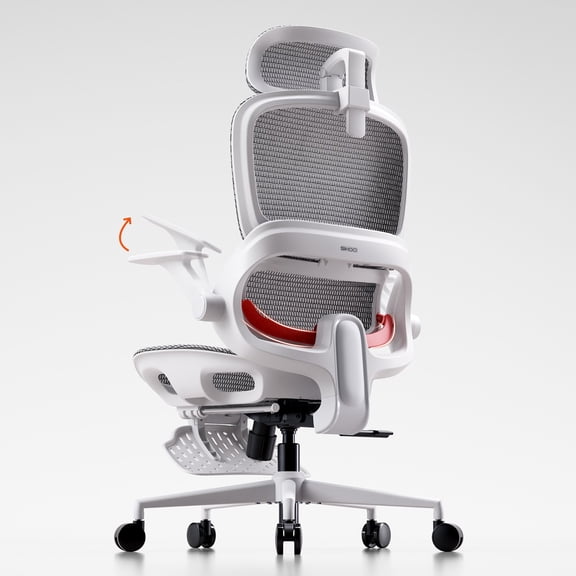 Sihoo B100  Ergonomic Office Chair with Footrest, Mesh Office Chair with Adaptive Dynamic Lumbar, Flip-up Arm, Dual-Back Office Chair for Home Office, 300lb, Light Grey