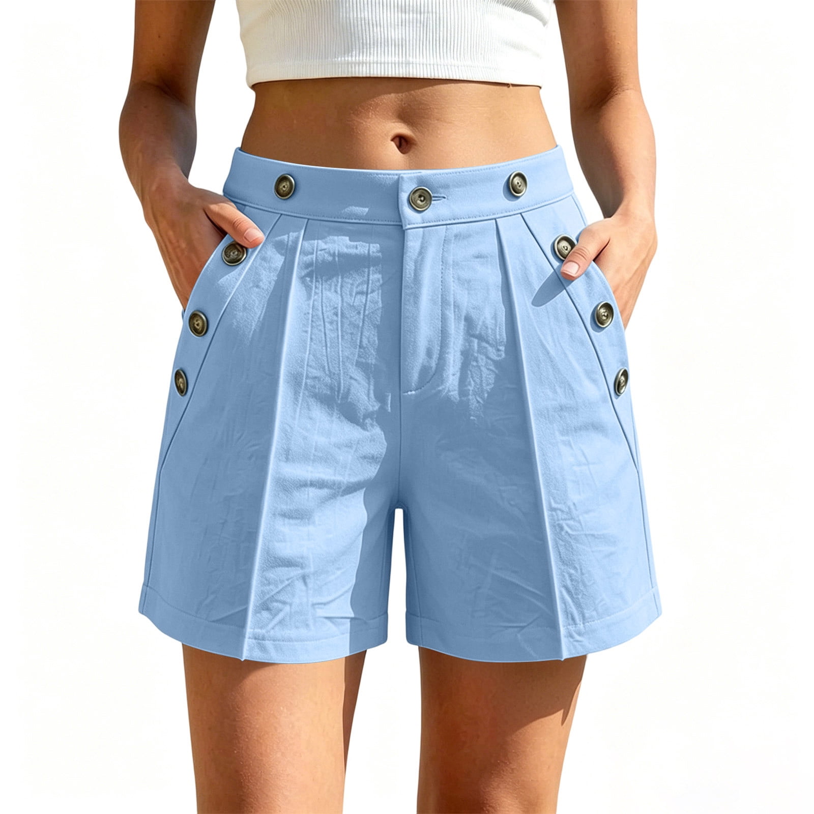 YanHoo Plus Size Bermuda Shorts for Women Elastic Waisted Wide Leg
