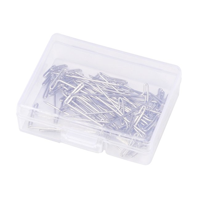 MasteelfCA 100pcs 27mm Wig Making Set Stainless Steel Wig T with Plastic Box for Wigs Sewing Blocking and Knitting