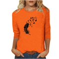 thumbnail image 1 of Dadaria Chemise Orange pour Femmes Hauts Manches 3/4 T-Shirt Col Rond Grande Taille Tee Été Chandail Blouses S, 1 of 4